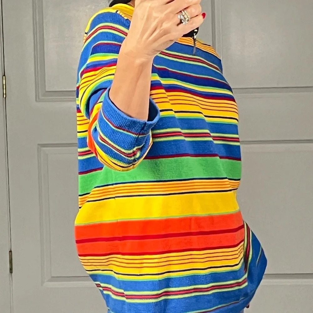 Lauren Ralph Lauren 100% cotton multi color sweater size M - Picture 4 of 10